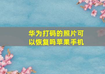 华为打码的照片可以恢复吗苹果手机