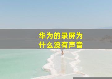 华为的录屏为什么没有声音