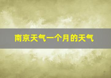 南京天气一个月的天气