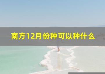 南方12月份种可以种什么