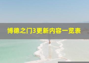 博德之门3更新内容一览表