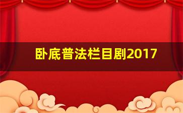 卧底普法栏目剧2017