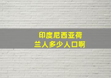 印度尼西亚荷兰人多少人口啊