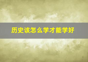 历史该怎么学才能学好