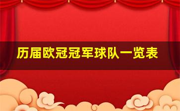 历届欧冠冠军球队一览表