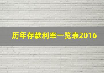 历年存款利率一览表2016