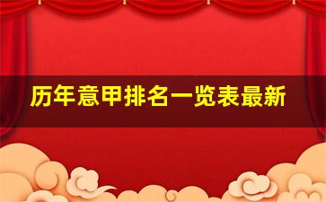 历年意甲排名一览表最新