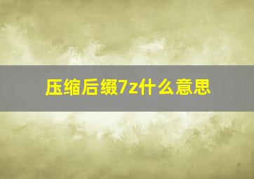 压缩后缀7z什么意思