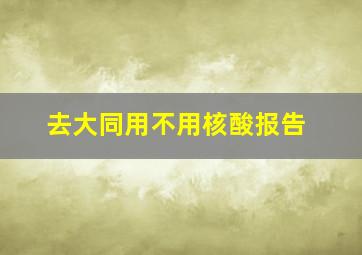 去大同用不用核酸报告