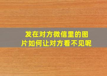 发在对方微信里的图片如何让对方看不见呢