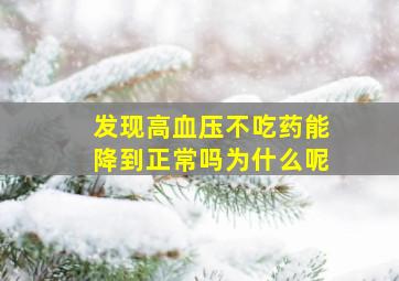 发现高血压不吃药能降到正常吗为什么呢