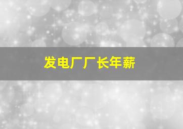 发电厂厂长年薪