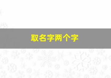 取名字两个字