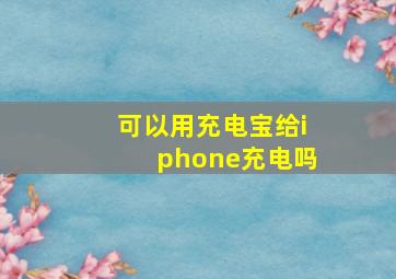 可以用充电宝给iphone充电吗