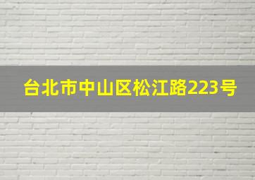 台北市中山区松江路223号