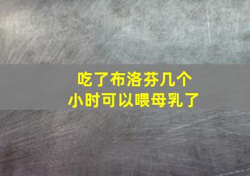 吃了布洛芬几个小时可以喂母乳了