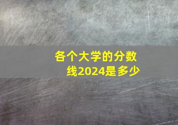 各个大学的分数线2024是多少