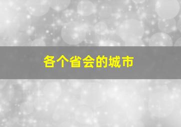 各个省会的城市