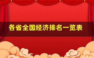 各省全国经济排名一览表