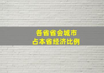 各省省会城市占本省经济比例