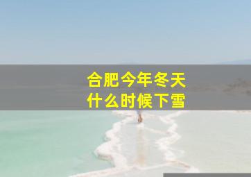 合肥今年冬天什么时候下雪