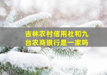 吉林农村信用社和九台农商银行是一家吗