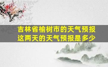 吉林省榆树市的天气预报这两天的天气预报是多少