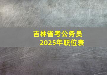 吉林省考公务员2025年职位表