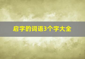 启字的词语3个字大全