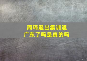 周琦退出集训返广东了吗是真的吗