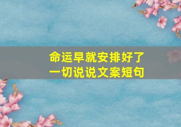 命运早就安排好了一切说说文案短句