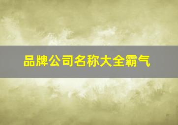 品牌公司名称大全霸气