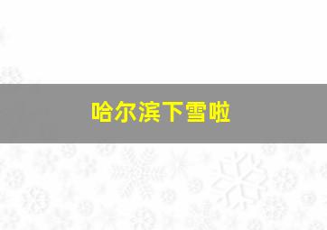 哈尔滨下雪啦