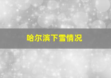 哈尔滨下雪情况