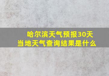 哈尔滨天气预报30天当地天气查询结果是什么