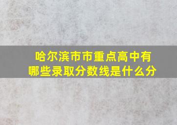 哈尔滨市市重点高中有哪些录取分数线是什么分