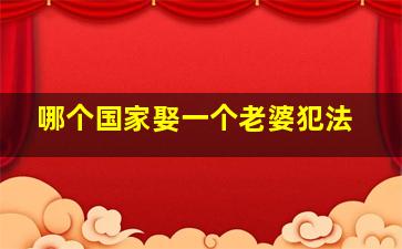 哪个国家娶一个老婆犯法