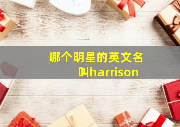 哪个明星的英文名叫harrison