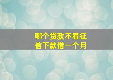 哪个贷款不看征信下款借一个月