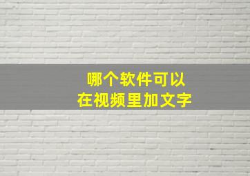 哪个软件可以在视频里加文字