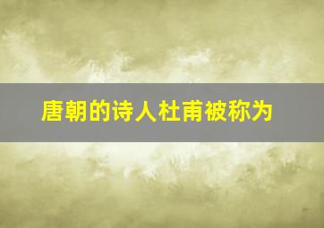 唐朝的诗人杜甫被称为