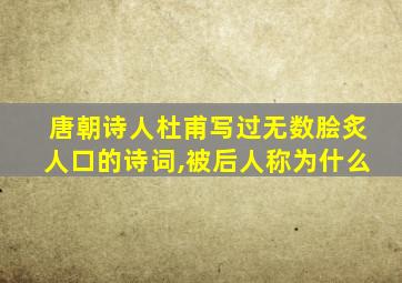 唐朝诗人杜甫写过无数脍炙人口的诗词,被后人称为什么