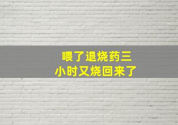 喂了退烧药三小时又烧回来了