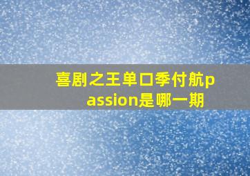 喜剧之王单口季付航passion是哪一期