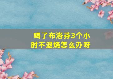 喝了布洛芬3个小时不退烧怎么办呀