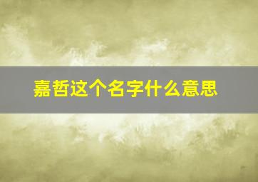 嘉哲这个名字什么意思