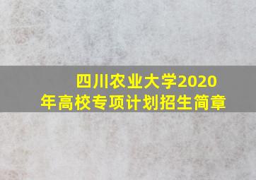 四川农业大学2020年高校专项计划招生简章