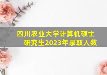 四川农业大学计算机硕士研究生2023年录取人数