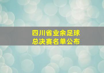 四川省业余足球总决赛名单公布