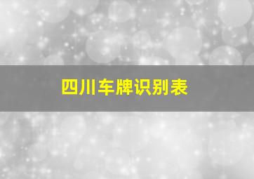 四川车牌识别表